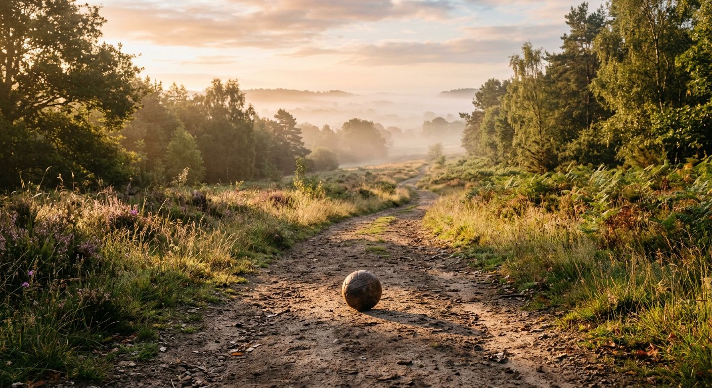 كرة تائهة على مسار هادئ وقت الشروق