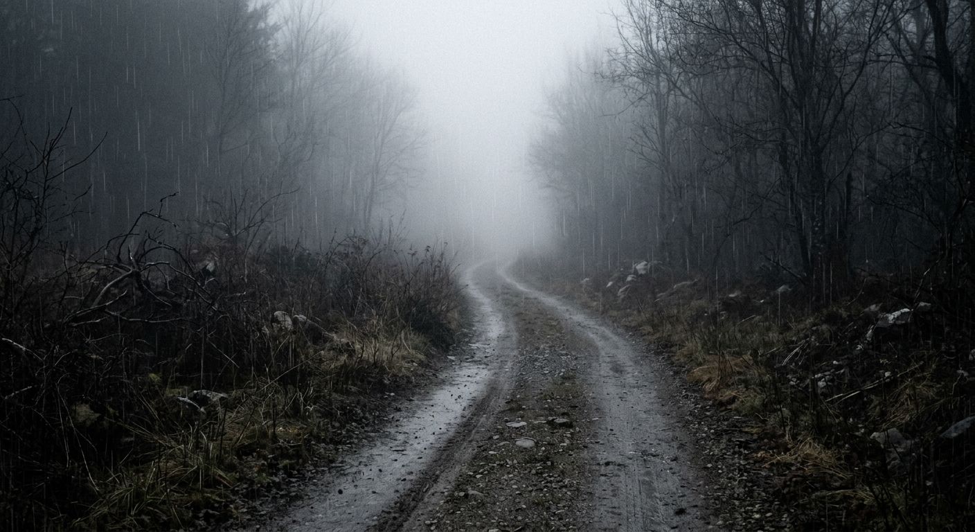 طريق ضبابي يعبر عن العزلة والسكينة